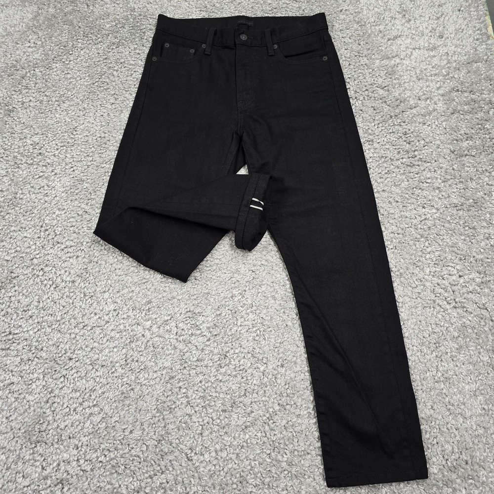 Uniqlo Men's Black Selvedge Slim Straight Jeans Size 28x32 (Fits 29x27) Denim